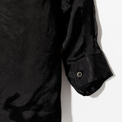 Black honey Rayon Satin L/S Shirt / BLACK