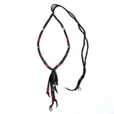 Peacock Feather Beads Necklace / BLACK