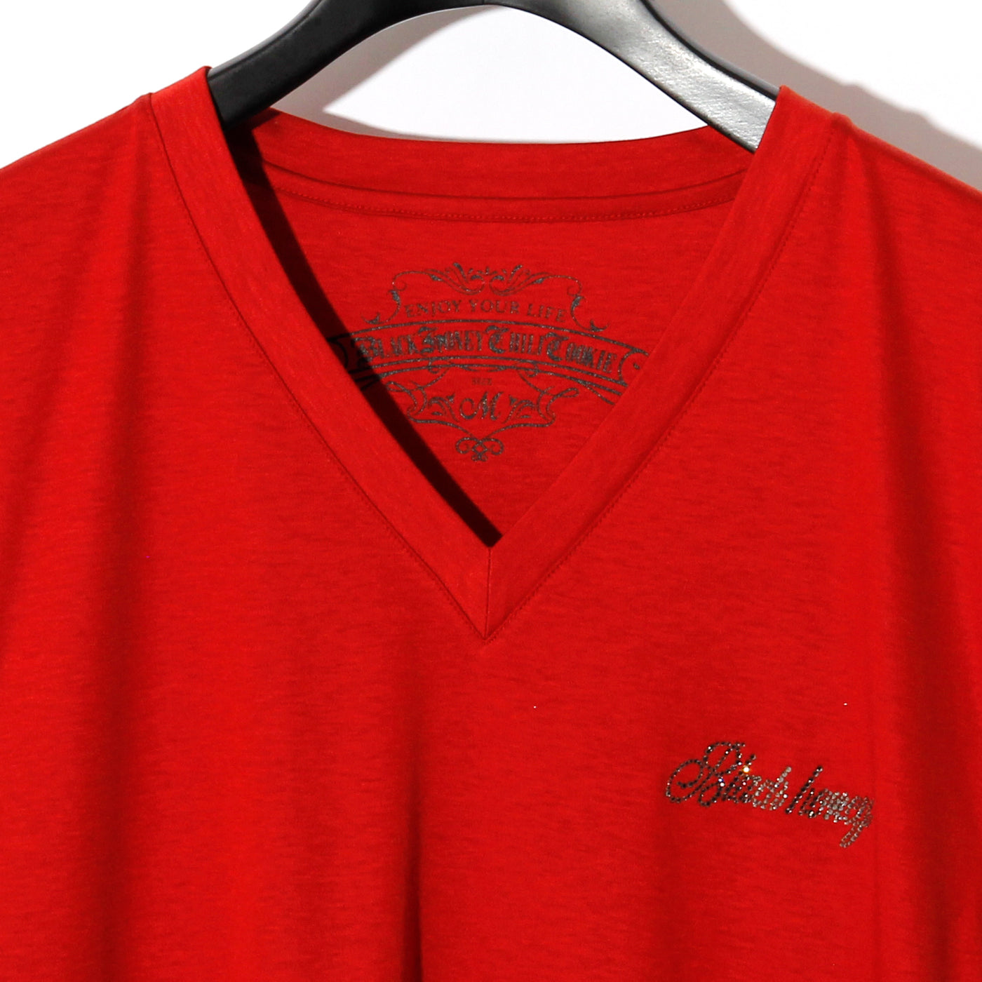 Swarovski Logo No Sleeve V Neck / RED×BLACK