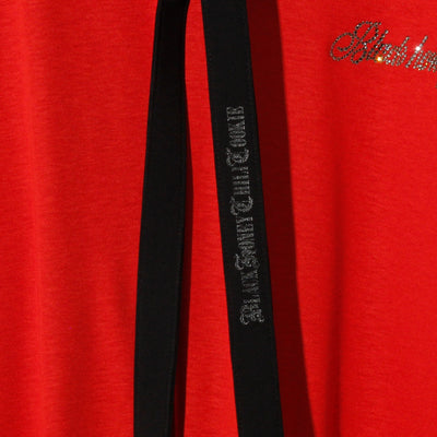 Swarovski Logo No Sleeve V Neck / RED×BLACK
