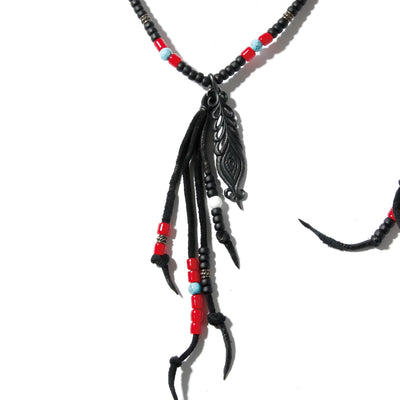 Peacock Feather Beads Necklace / BLACK
