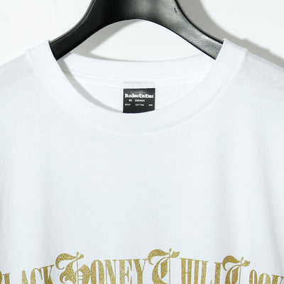 B.H.C.C Logo Print Tee / WHITE×GOLD