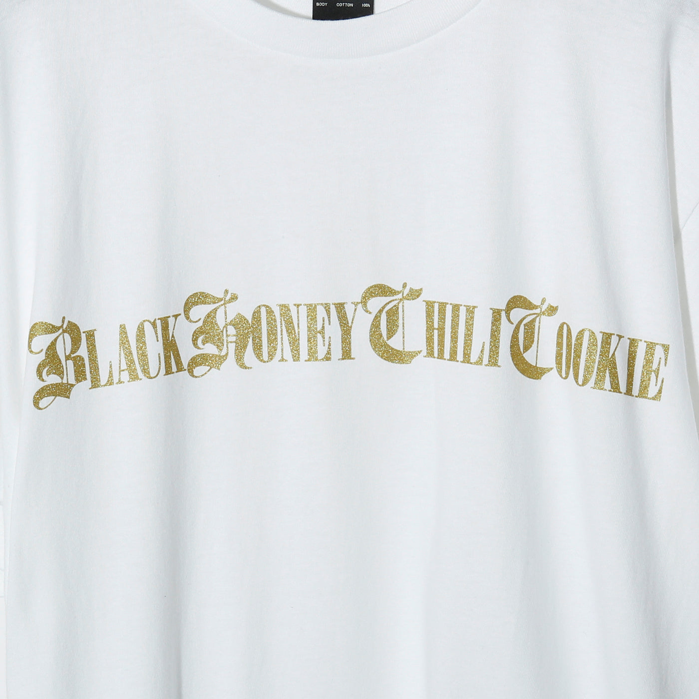 B.H.C.C Logo Print Tee / WHITE×GOLD