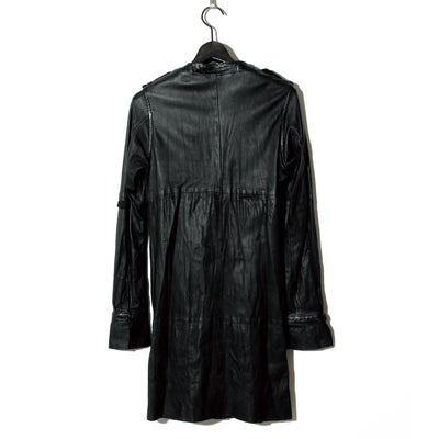 Leather Long Shirt Coat / BLACK