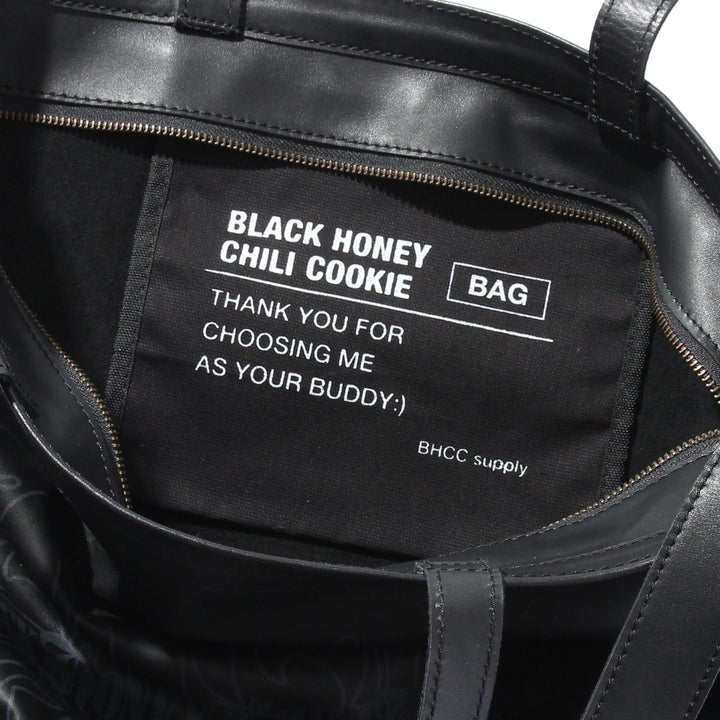 B.H.C.C Big Logo Leather Tote Bag / BLACK – BLACK HONEY CHILI 